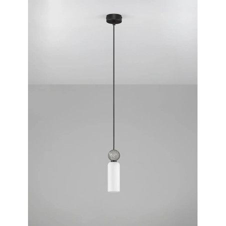 Lampa wisząca szklana tuba Molafine 6cm biały / szary kamień / czarny