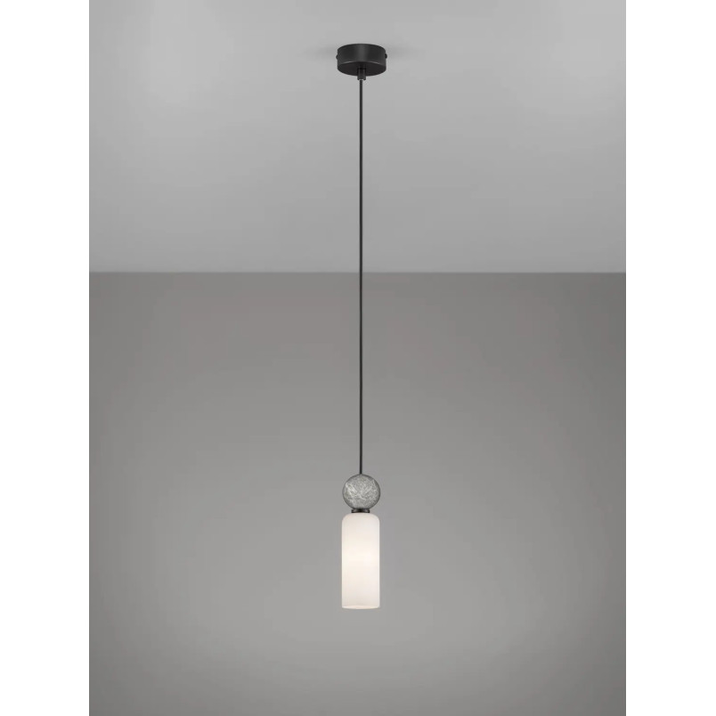 Lampa wisząca szklana tuba Molafine 6cm biały / szary kamień / czarny