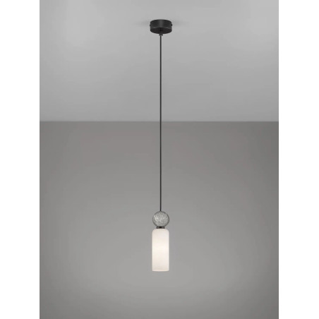 Lampa wisząca szklana tuba Molafine 6cm biały / szary kamień / czarny