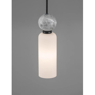 Lampa wisząca szklana tuba Molafine 6cm biały / szary kamień / czarny