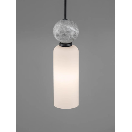 Lampa wisząca szklana tuba Molafine 6cm biały / szary kamień / czarny