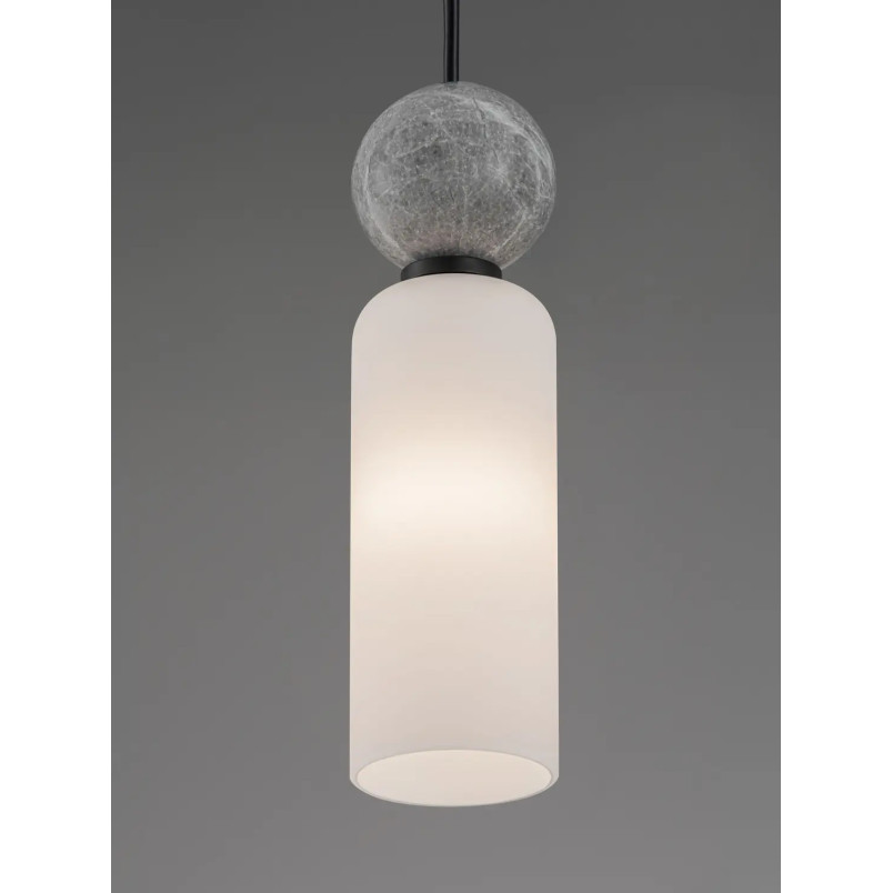Lampa wisząca szklana tuba Molafine 6cm biały / szary kamień / czarny