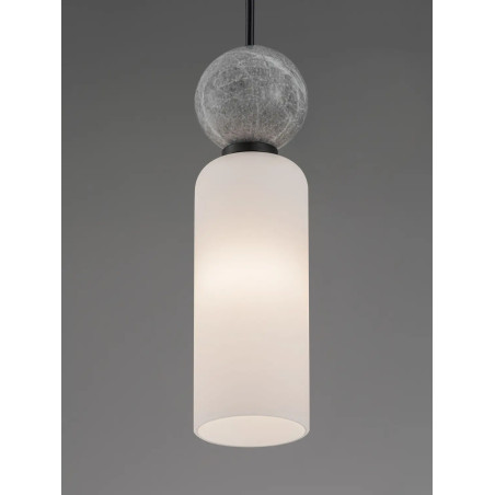 Lampa wisząca szklana tuba Molafine 6cm biały / szary kamień / czarny