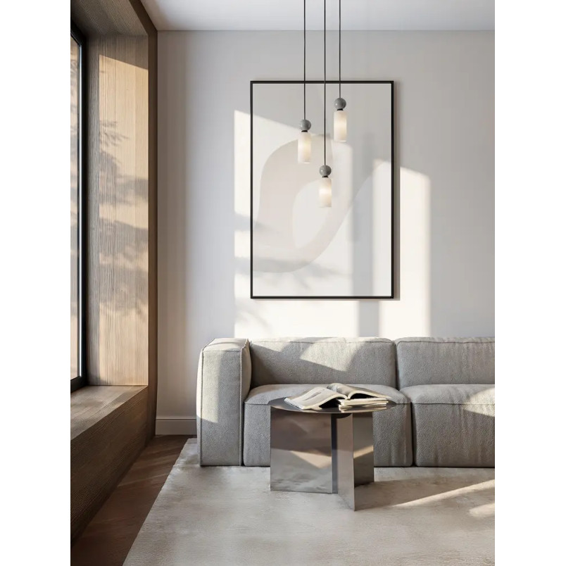 Lampa wisząca szklane tuby Molafine 25cm biały / szary kamień / czarny