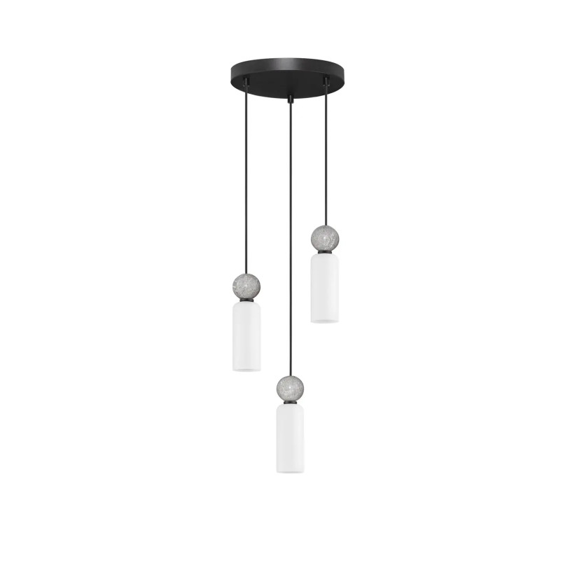 Lampa wisząca szklane tuby Molafine 25cm biały / szary kamień / czarny