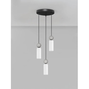 Lampa wisząca szklane tuby Molafine 25cm biały / szary kamień / czarny