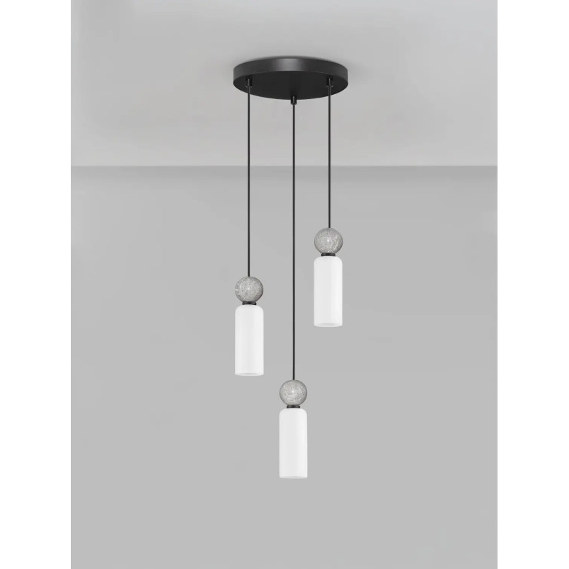 Lampa wisząca szklane tuby Molafine 25cm biały / szary kamień / czarny