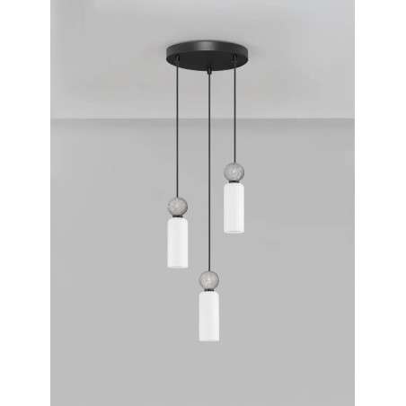 Lampa wisząca szklane tuby Molafine 25cm biały / szary kamień / czarny