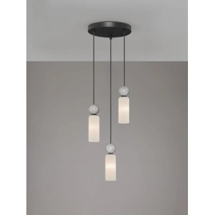 Lampa wisząca szklane tuby Molafine 25cm biały / szary kamień / czarny