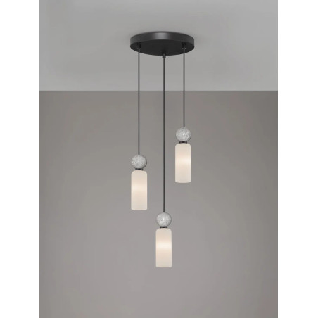 Lampa wisząca szklane tuby Molafine 25cm biały / szary kamień / czarny