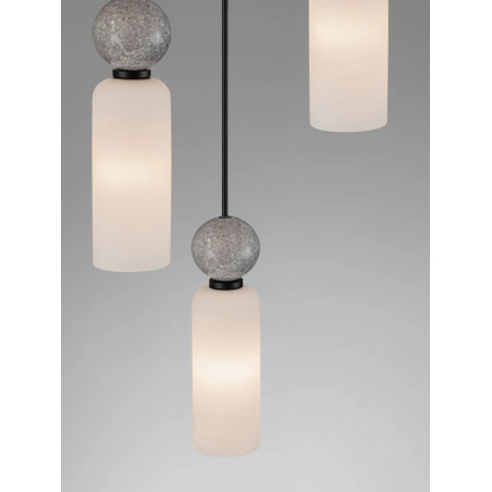 Lampa wisząca szklane tuby Molafine 25cm biały / szary kamień / czarny