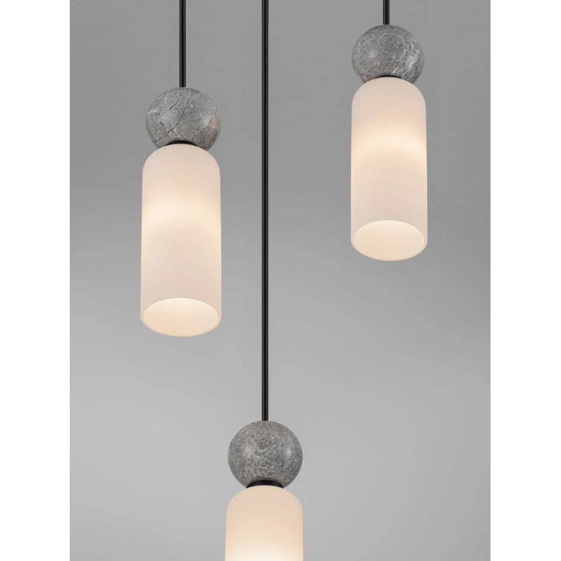 Lampa wisząca szklane tuby Molafine 25cm biały / szary kamień / czarny