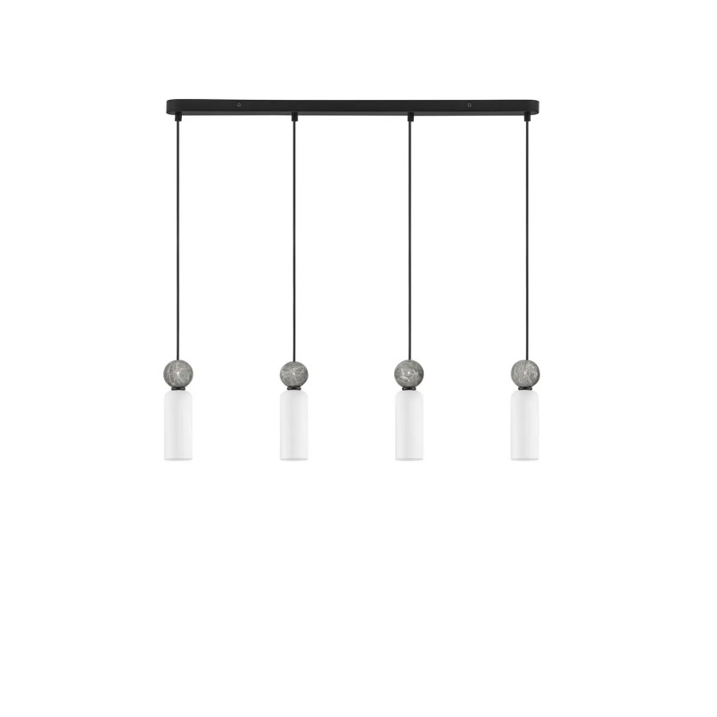 Lampa wisząca szklane tuby Molafine 80cm biały / szary kamień / czarny