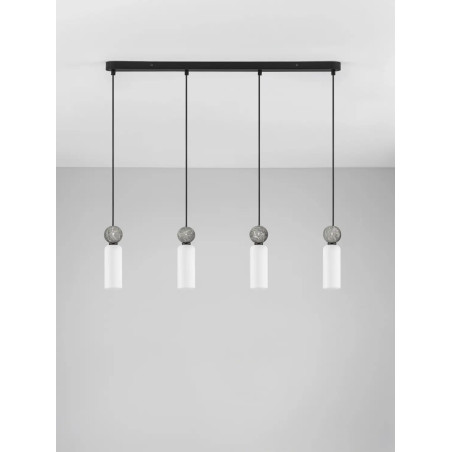 Lampa wisząca szklane tuby Molafine 80cm biały / szary kamień / czarny