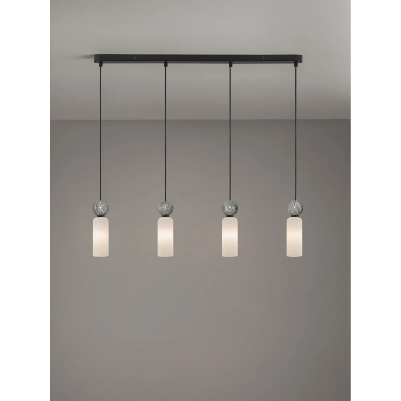 Lampa wisząca szklane tuby Molafine 80cm biały / szary kamień / czarny