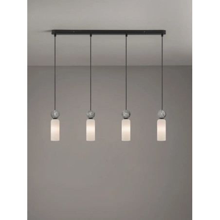 Lampa wisząca szklane tuby Molafine 80cm biały / szary kamień / czarny