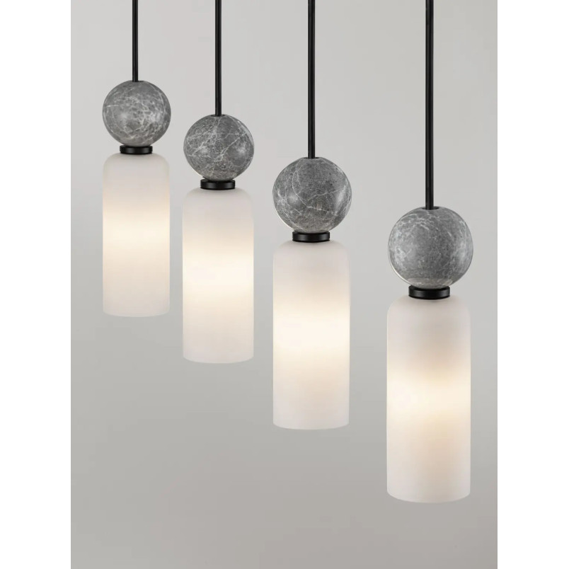 Lampa wisząca szklane tuby Molafine 80cm biały / szary kamień / czarny
