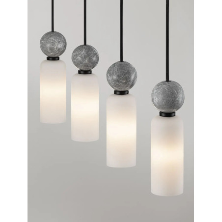 Lampa wisząca szklane tuby Molafine 80cm biały / szary kamień / czarny