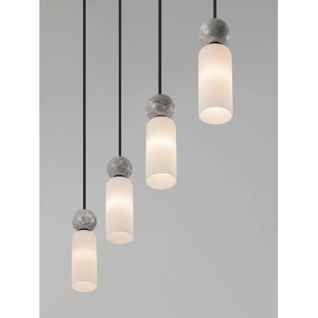 Lampa wisząca szklane tuby Molafine 80cm biały / szary kamień / czarny