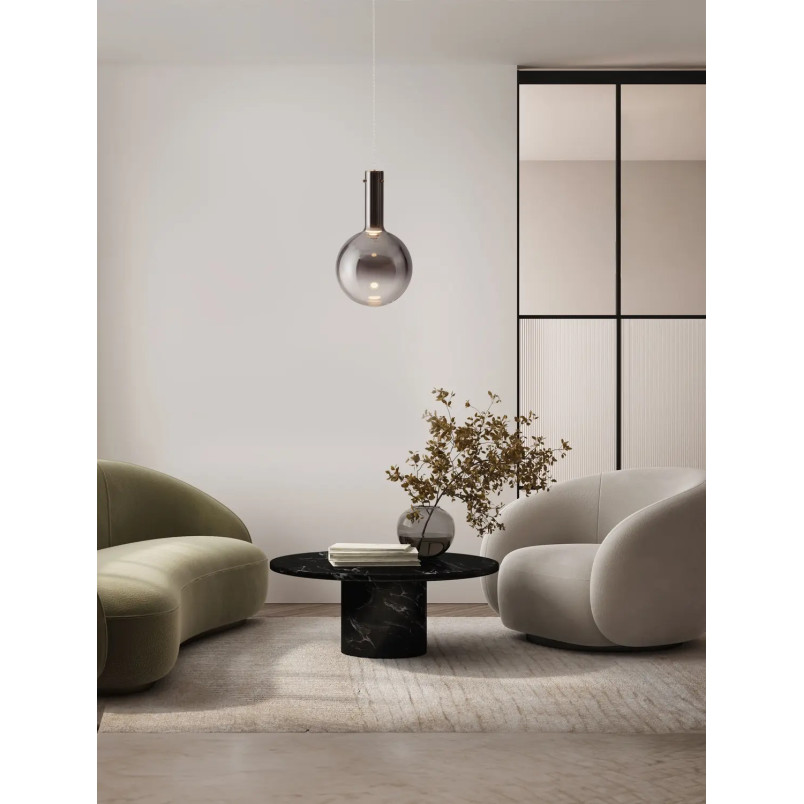Lampa wisząca szklana kula - ściemniacz triac Avena 25cm LED 3000K szkło dymione opalizowane
