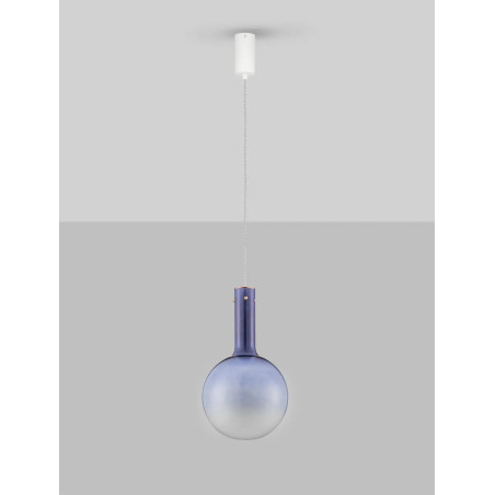 Lampa wisząca szklana kula - ściemniacz triac Avena 25cm LED 3000K niebieska