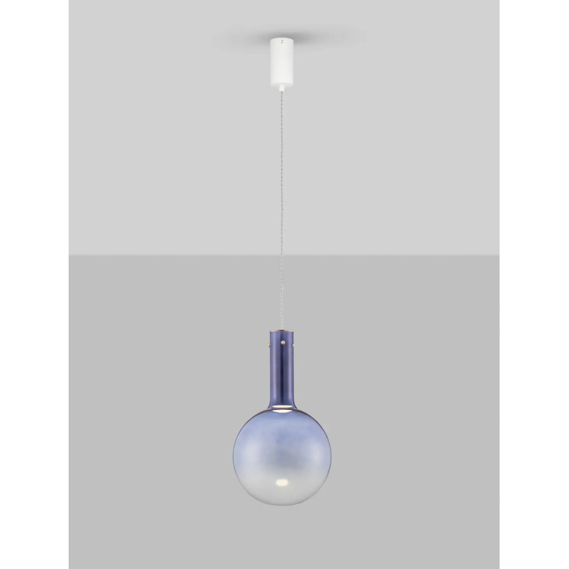 Lampa wisząca szklana kula - ściemniacz triac Avena 25cm LED 3000K niebieska