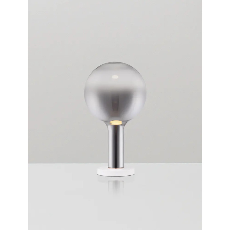 Lampa stołowa szklana kula Avena H36cm LED 3000K szkło dymione opalizowane