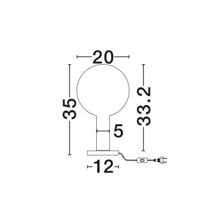 Lampa stołowa szklana kula Avena H36cm LED 3000K ciemny brąz