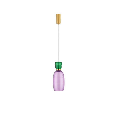 Kolorowa lampa szklana - wisząca Peach 15cm LED 3000K piaskowy złoty metal, błyszczący jaspis i fioletowe szkło