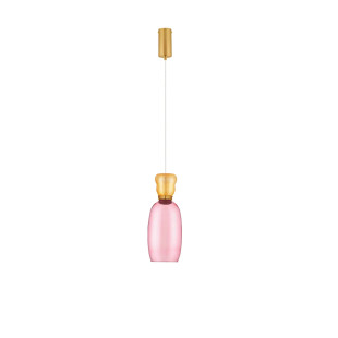 Kolorowa lampa szklana - wisząca Peach 15cm LED 3000K  piaskowy złoty – metaliczny połysk, żółto-różowe szkło