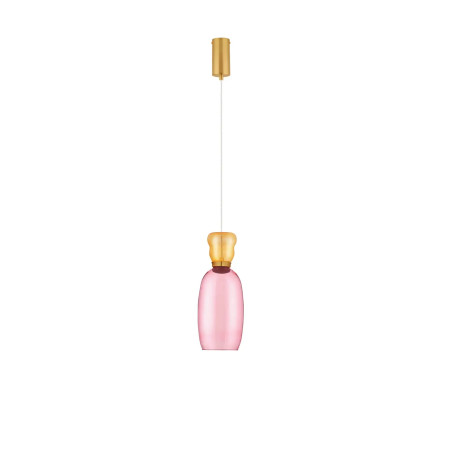 Kolorowa lampa szklana - wisząca Peach 15cm LED 3000K  piaskowy złoty – metaliczny połysk, żółto-różowe szkło
