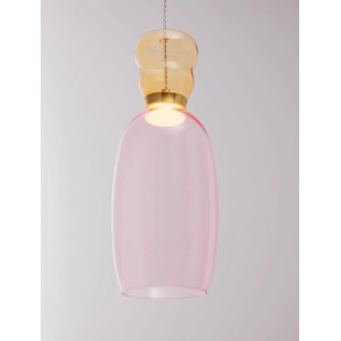 Kolorowa lampa szklana - wisząca Peach 15cm LED 3000K  piaskowy złoty – metaliczny połysk, żółto-różowe szkło