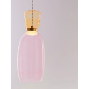 Kolorowa lampa szklana - wisząca Peach 15cm LED 3000K  piaskowy złoty – metaliczny połysk, żółto-różowe szkło