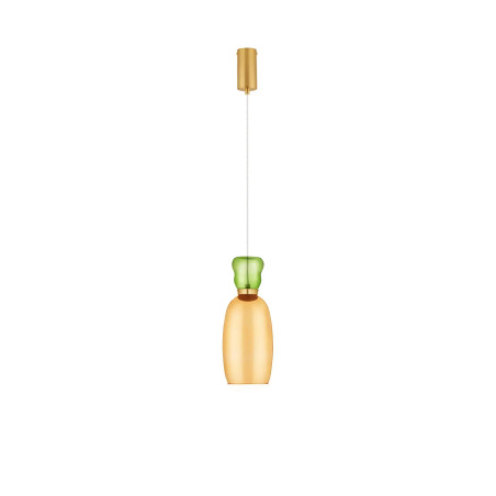 Kolorowa lampa szklana - wisząca Peach 15cm LED 3000K piaskowy złoty – metaliczny połysk, jasnozielone i żółte szkło