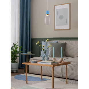 Kolorowa lampa szklana - wisząca Peach 15cm LED 3000K piaskowy złoty – metaliczny połysk, jasnoniebieskie i cyjanowe szkło