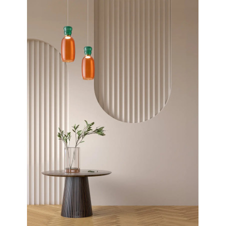 Kolorowa lampa szklana - wisząca Peach 15cm LED 3000K jasper w kolorze piaskowo-złotym z metalicznym połyskiem i pomarańczowe sz