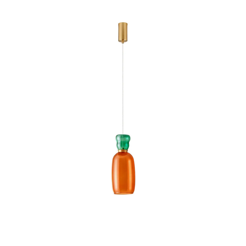 Kolorowa lampa szklana - wisząca Peach 15cm LED 3000K jasper w kolorze piaskowo-złotym z metalicznym połyskiem i pomarańczowe sz