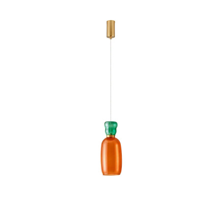 Kolorowa lampa szklana - wisząca Peach 15cm LED 3000K jasper w kolorze piaskowo-złotym z metalicznym połyskiem i pomarańczowe sz