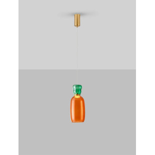 Kolorowa lampa szklana - wisząca Peach 15cm LED 3000K jasper w kolorze piaskowo-złotym z metalicznym połyskiem i pomarańczowe sz