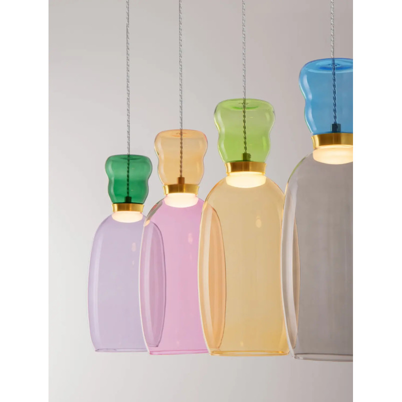 Kolorowa lampa szklana - wisząca Peach 96cm 4 punktowa na listwie LED 3000K multikolor
