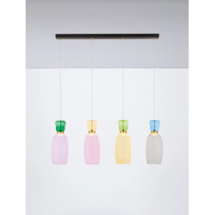 Kolorowa lampa szklana - wisząca Peach 96cm 4 punktowa na listwie LED 3000K multikolor