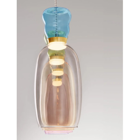 Kolorowa lampa szklana - wisząca Peach 96cm 4 punktowa na listwie LED 3000K multikolor