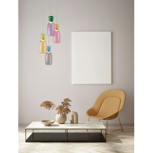 Kolorowa lampa szklana - wisząca Peach 42cm 4 punktowa LED 3000K multikolor