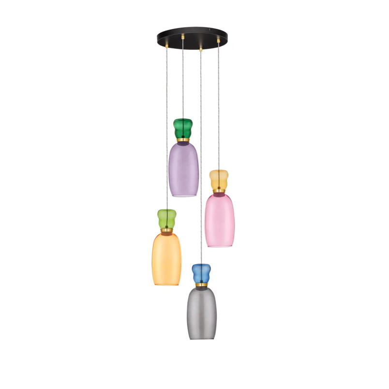 Kolorowa lampa szklana - wisząca Peach 42cm 4 punktowa LED 3000K multikolor