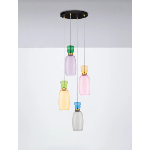 Kolorowa lampa szklana - wisząca Peach 42cm 4 punktowa LED 3000K multikolor