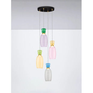 Kolorowa lampa szklana - wisząca Peach 42cm 4 punktowa LED 3000K multikolor