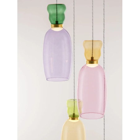 Kolorowa lampa szklana - wisząca Peach 42cm 4 punktowa LED 3000K multikolor