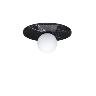 Plafon marmurowy ze szklaną kulą Borgo 30cm opal / czarny