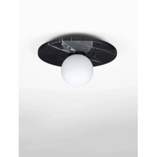 Plafon marmurowy ze szklaną kulą Borgo 30cm opal / czarny