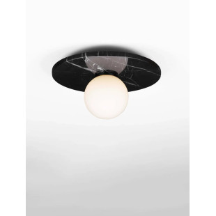 Plafon marmurowy ze szklaną kulą Borgo 30cm opal / czarny